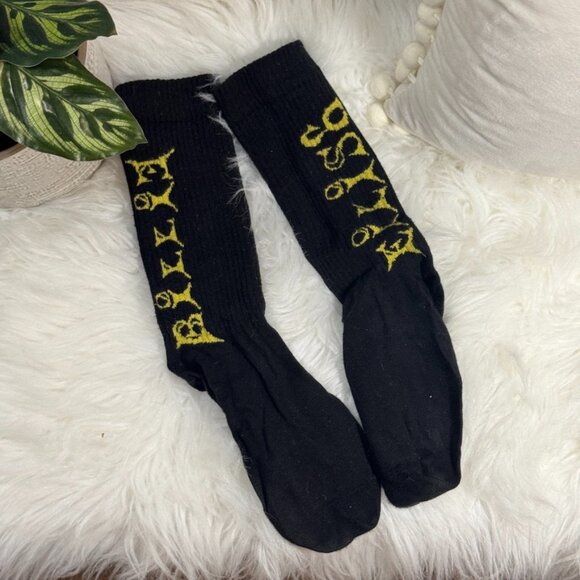 Billie Eilish Accessories - Billie Eilish Concert Socks – Black Graphic Crew Socks | Women’s Medium / Unisex